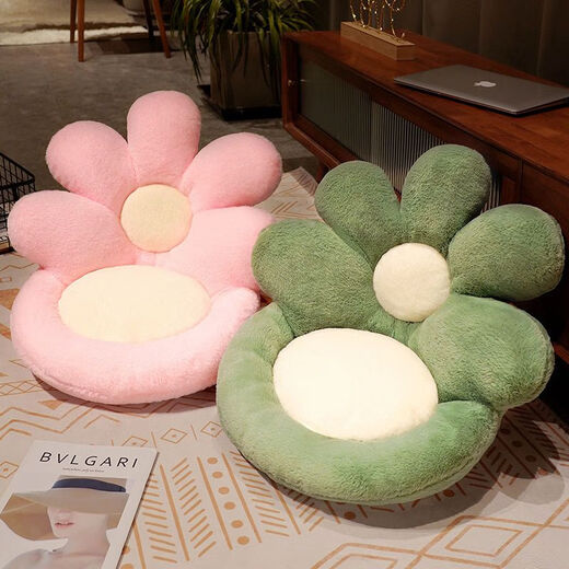 Feather pocket flower seat cushion butt cushion office sedentary chair cushion backrest all-in-one student dormitory floor butt cushion white flower anti-rabbit plush 50*50cm non-slip and comfortable