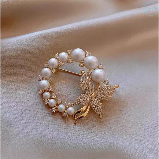 Antime sweater cardigan brooch pearl light luxury anti-exposure pin silk scarf buckle exquisite high-end temperament large shawl fixed buckle silver