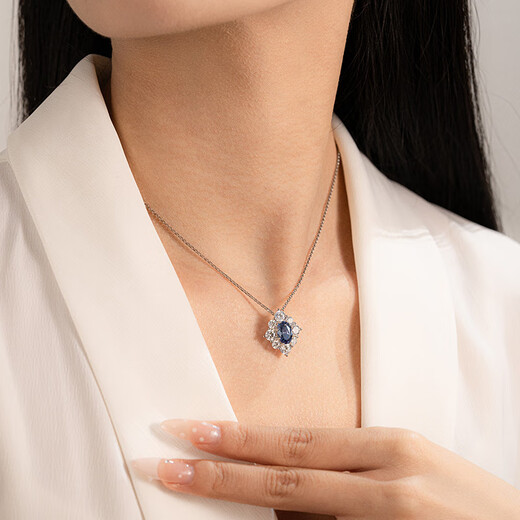 Gagia 925 Silver Tanzanite Blue Gemstone Necklace for Women Light Luxury Pendant Silver Clavicle Chain Holiday Birthday Gift Tanzanite Blue Gemstone Necklace + Light Luxury Gift Box