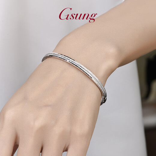 GsunG platinum bracelet women's new model PT950 double nail sand imperial concubine bracelet platinum laser face open bracelet shiny and fashionable custom made gold special shot single shot invalid will not be shipped