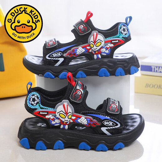 G.duck Little Yellow Duck Boys Ultraman Sandals 2026 Summer New Light Soft Sole Baby Sports Running Children's Beach Shoes Red 28 Inner Length 17.2cm