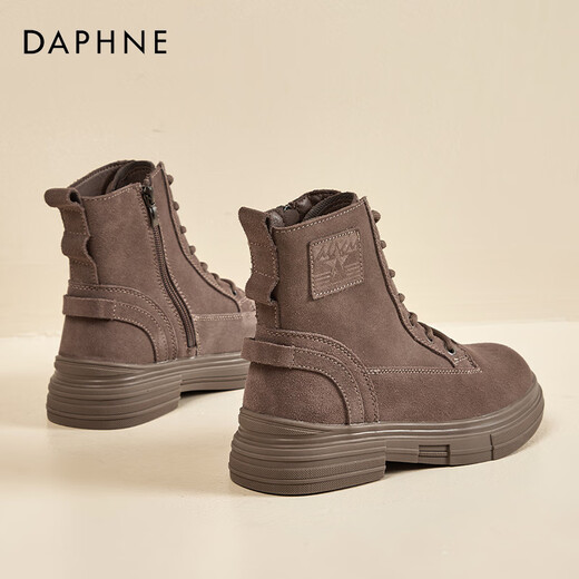 Daphne Brown Martin Stiefel Frauen 2025 Herbst neue Retro-Tiefenarbeitsstiefel Leder Dicke einzige kurze Stiefel