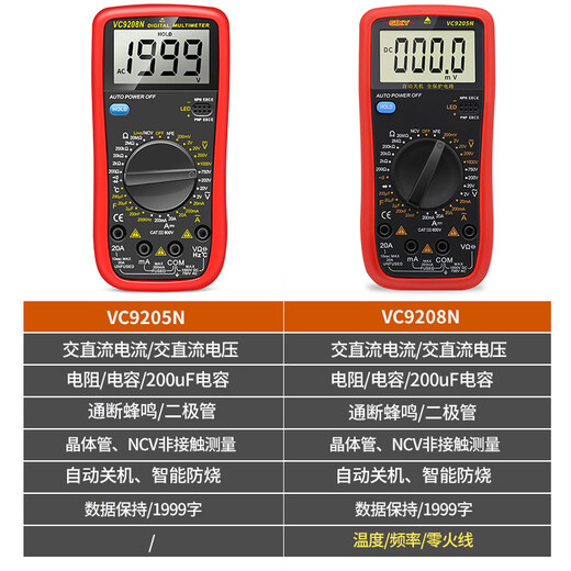 蒋之爱DT9205N高精度电子万用表数字表 万用电表防烧带自动关 9205N官方标配(原装)