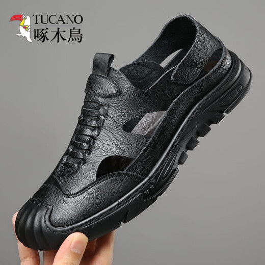 Pájaros carpinteros zapatos de agujero de cuero de cuero genuino para hombres Nuevas sandalias 2024 para hombres Beatable Hollow Men Casual Inner 6629 Caki/altura interior Aumento 39