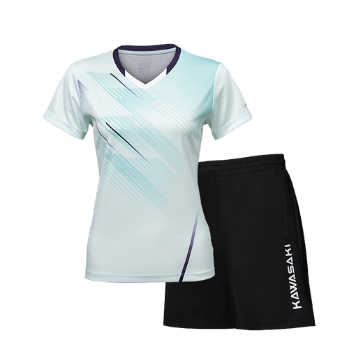 Kawasaki Kawasaki Badminton Uniform für Frauen professionelle Sportarten V-Ausschnitt Kurzärmel + Shorts Anzug B2813 Matcha Green L.