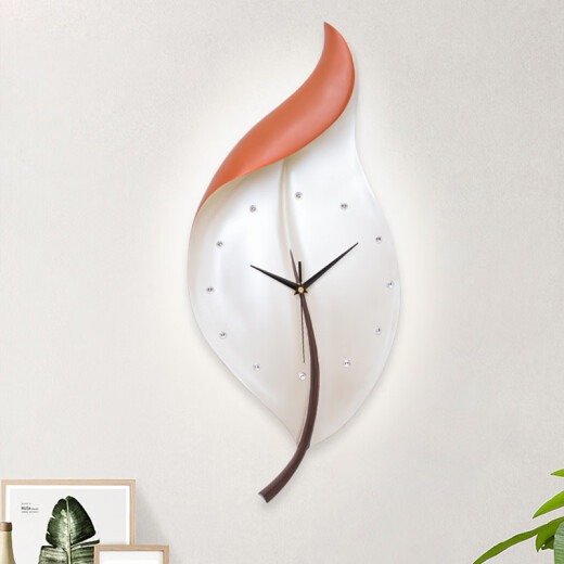 Dekeou living room wall clock modern simple decorative clock fashion home light luxury high-end wall wall clock restaurant clock wall clock golden branch jade leaf wall clock with light USB interface 1