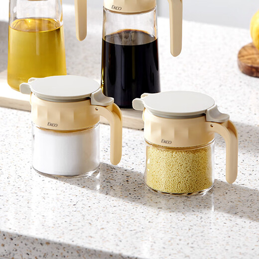 Corning sealed glass seasoning jar seasoning box seasoning jar set household seasoning bottle kitchen salt shaker seasoning box sealed seasoning jar (including spoon) 2-piece set