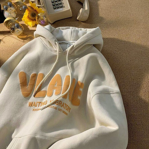 Su Yu 100% pure cotton heavy fabric sweatshirt double layer hooded sweatshirt for men lazy style plus velvet thickening drape thickening pure cotton 41-24-navy blue-plus velvet L