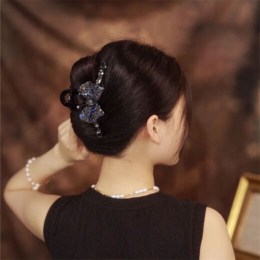 Bai Shilin Full Diamond Bow Large Hairpin Headwear Women's High-end Hairpin 2025 New Back of the Head Hairpin Valentine's Day Gift Full Diamond Butterfly Clip