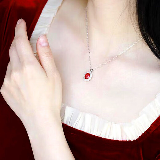 Haikai Necklace Women's Ruby Necklace Luxury Jewelry Valentine's Day Birthday Gift for Wife or Girlfriend 5 Carat Ruby Necklace (Approx./Selected Flawless)