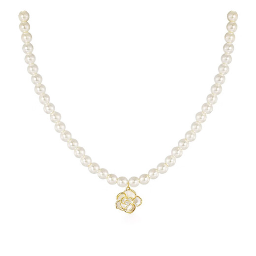 Fat Donglai's same style Shijia pearl pendant necklace light luxury niche camellia clavicle chain female sense 2025 new style with white camellia necklace