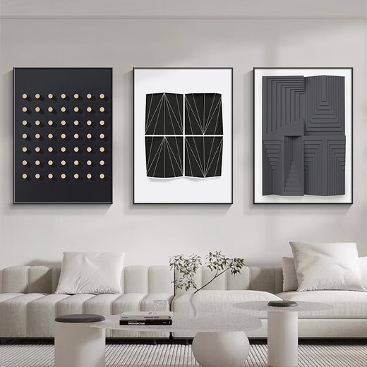 Yusenyi Wohnzimmer Dekoration Malerei Sofa Hintergrund Wand Hanging Malerei Leicht Luxus High-End Schwarz-Weiß-Atmosphäre 2025 Neues Restaurant Wandbild JD11980 60*80/60*80/60*80