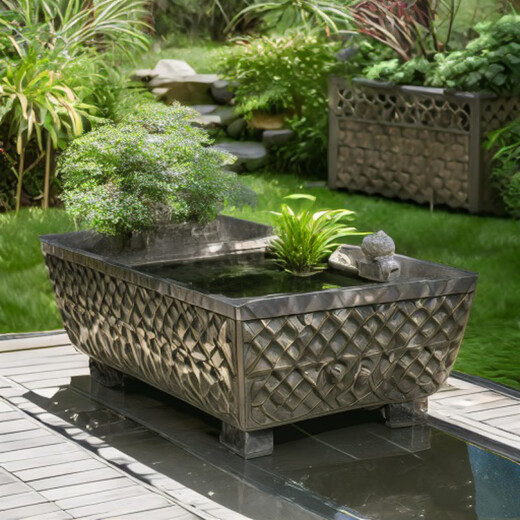 
Garden fish pond landscape rockery fountain balcony garden turtle pond courtyard villa Fengshui tank decoration flowing ornaments 6630 blue-gray flowing water landscape combination