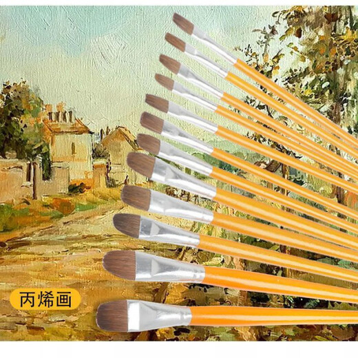 春睿全套水粉笔套装826狼毫油画笔黄杆颜料水彩丙烯专用笔 梵高套装画笔(双号)整套(6支) 【1套】