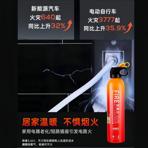 Huozhanshi vehicle-mounted fire extinguisher portable water-based fire extinguishing bottle for private cars 3C certified firefighting vehicle water extinguishing new energy firefighting 620ml water-based vehicle-mounted environmental protection