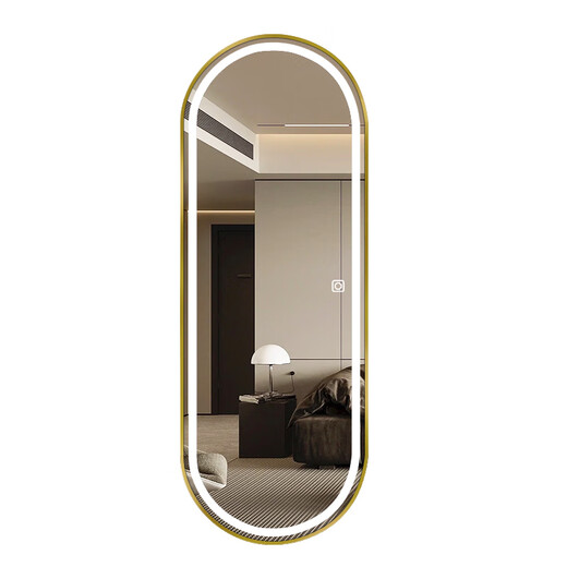 Babuqi Aluminiumlegierung Smart Dressing Spiegel LED Ganzkörperspiegel mit Wandlampenwand hängender Spiegel Hanging Wand Home Schlafzimmer Anpassungsspiegel Single Touch weiße Helligkeitsklingel-Einklappermodell Gold gebürstetem Draht 400*1200mm