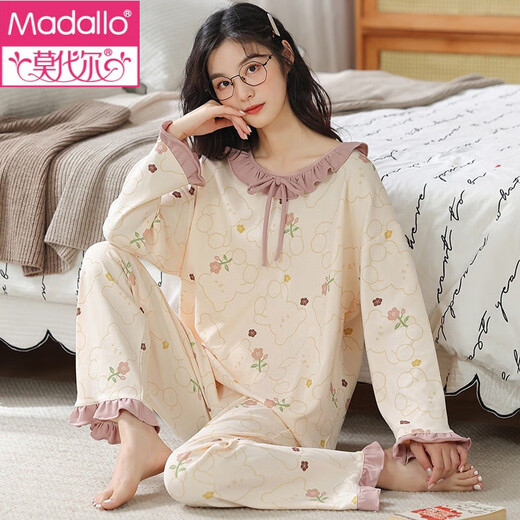 
Modal pajamas for women in spring and autumn pure cotton long-sleeved home clothes, all-cotton sweet princess style casual home clothes set, can be worn outside Z20YM695 M Recommended [80-100Jin [Jin equals 0.5 kg]]