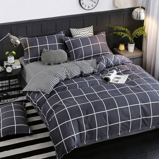 Yicai Butterfly quilt with quilt cover in winter single quilt spring and autumn quilt core can be detached and removed to wash winter quilt dormitory dormitory student thickened gray Roman 150*200 thin quilt 3Jin [Jin equals 0.5 kg] (+quilt cover + blanket)