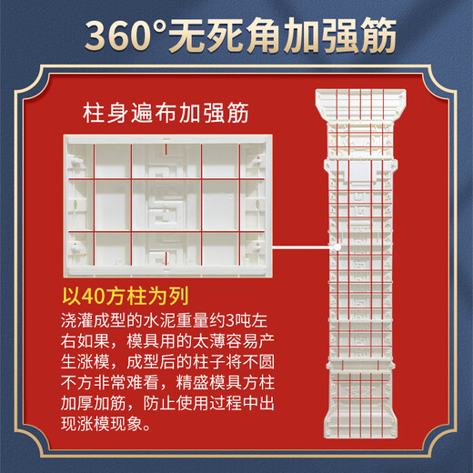 Abdt Roman Colonne Moule de moule carré Modèle de colonne de style européen Villa Villa Decoration Camente Clanc Colonne Modèle de construction Colonne complète Ensemble de diamètre carré de diamètre Colonne 687 Modèles - 150 Jin [Jin est égal à 0,5 kg] Renforcement supplémentaire