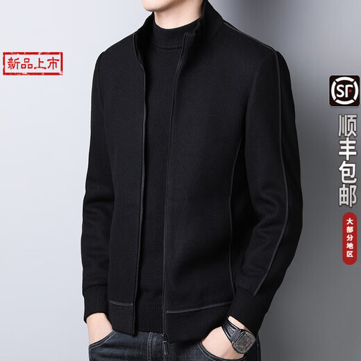 羊毛呢外套男立领加厚呢子夹克秋冬季百搭短款商务休闲男装 灰色 170/M