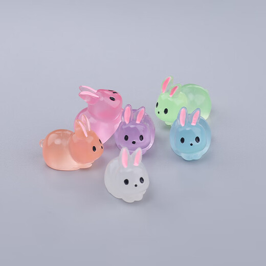 Office decoration mini ornaments luminous rabbit ornaments desktop glowing crystal animal doll play color luminous fat rabbit 30 mixed colors