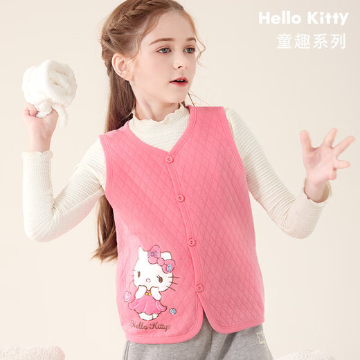 Hello Kitty儿童马甲秋装纯棉女童背心宝宝内穿打底外穿513090粉色130