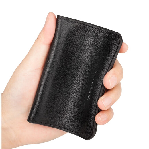 EHRENMANN first-layer cowhide bank card holder, business card holder, ultra-thin card holder, men's and women's card holder, business card driver's license leather case, black