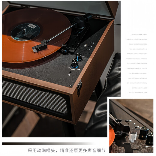 埠帝柏林之声复古黑胶唱片机留声机音响客厅装饰老式电唱机MM动磁唱头 典雅黑