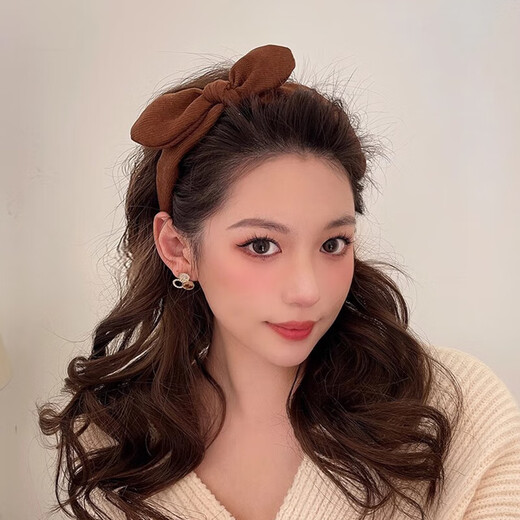 Xiang Wan Cute Elegant Bow Headband Women's Versatile Headwear Outing Crushed Hair Headband Headband Burgundy