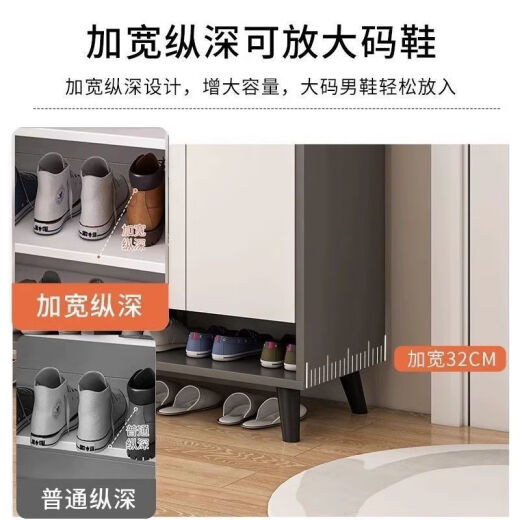 Zeyu Shoe Cabinet Home Entrance Storage Cabinet Modern Simple Large Capacity Multi-layer Storage Cabinet Recommended丨Four Doors and One Drawer丨Space Gray + White 120cm