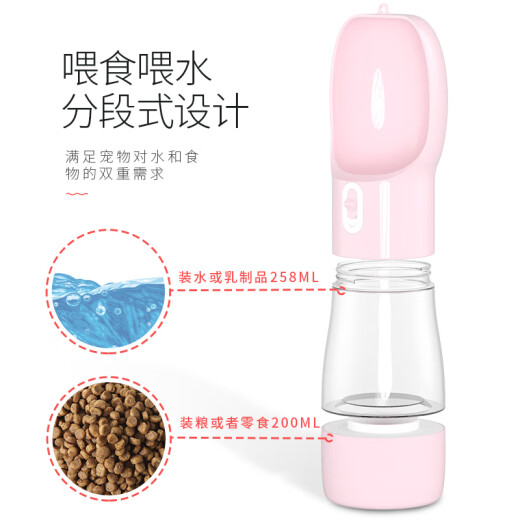 Huayuan Pet Tools Dog Outing Water Bottle Drinking Fountain Portable Water Cup Pet Travel Cup Dog Walking Water Bottle Feeding Water Drinking Fountain Supplies Lake Blue-L Type 550ml