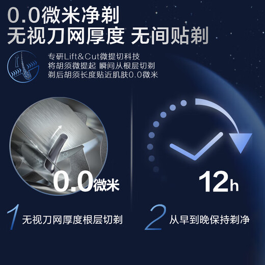 飞利浦电动剃须刀刮胡刀胡须刀奢享蜂巢9系星空蓝礼盒微提切科技生日礼物送男友送老公 SP9886/36