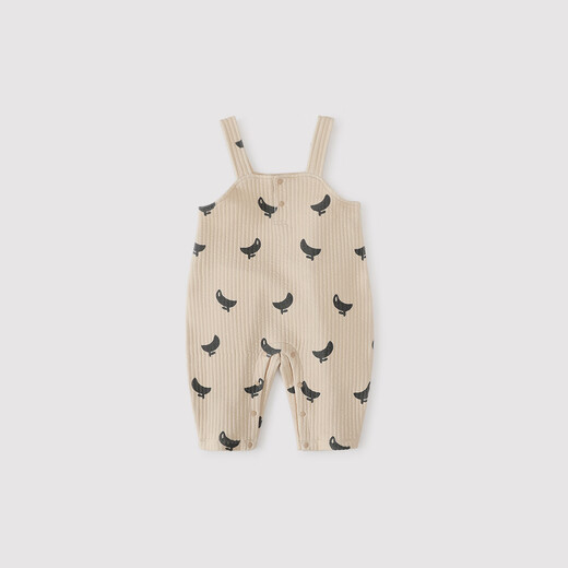 Bali Piggy Baby Overalls Autumn and Winter Silked Thickened Warm Jumpsuit One-piece Clothes Casual Apricot Bottom Banana 80 cm