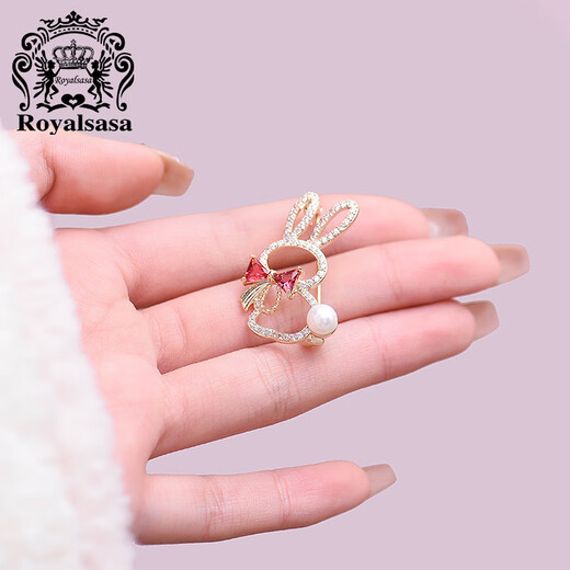 Royal sasa cute bunny corsage collar pin anti-exposure buckle personalized coat cute and sweet cartoon brooch accessories