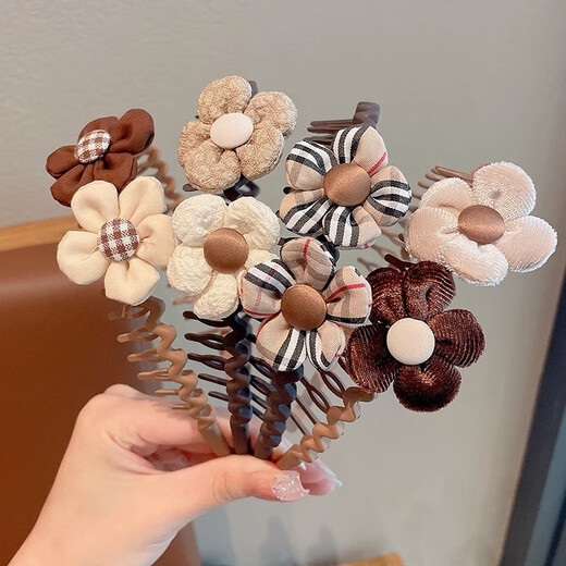 BARY REEF children's brown hairband girls with teeth non-slip girls 2024 new style headset hair card headband baby headband women's dark coffee rabbit ears