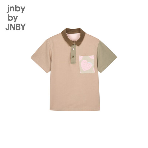 jnby by JNBY Jiangnan cloth children's clothing loose casual short-sleeved polo shirt contrast color love summer boys and girls children 1O4113660 671/gray powder (batch 1) 150 cm