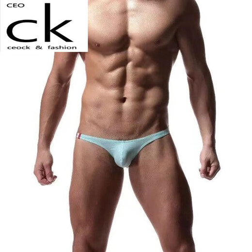 CEOCK【CK男士内裤男】日韩男士内裤丁字裤棉潮流性感ins风特辣低腰T裤 灰+宝蓝 S