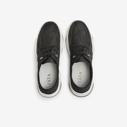 Heshe (TATA) thick sole casual canvas shoes for men soft sole comfortable daddy shoes 2024 summer new TER01BM4 black 40