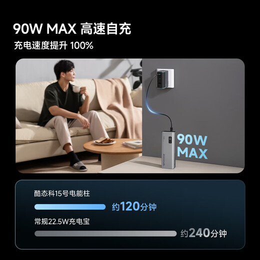 CUKTECH 3C certified, can be used on airplanes, No. 15 power column 20,000 mAh power bank, multi-port 150W high power fast charging, suitable for Apple 17/Xiaomi notebooks