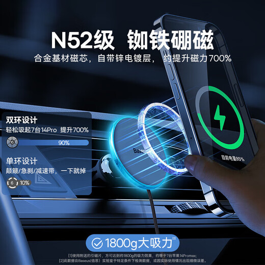 倍思（Baseus）车载手机支架无线充电器支架magsafe磁吸手机导航支架赠车充