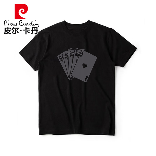 Camiseta de manga corta de Pierre Cardin American para hombres 2025 Summer NUEVA Tapa de camiseta de media manga suelta y versátil para hombres Fashion e imagen grande de frente blanco casual [K983 m Recomendado 100-120Jin [Jin equivale a 0.5 kg]