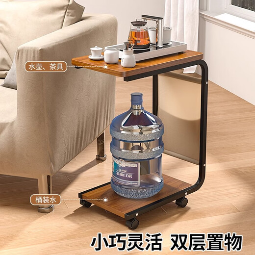 All are double-layer bucket racks, large buckets of mineral water storage racks, convenience store bottled water racks, storage racks for pure water buckets, mobile model, large walnut color, assembled