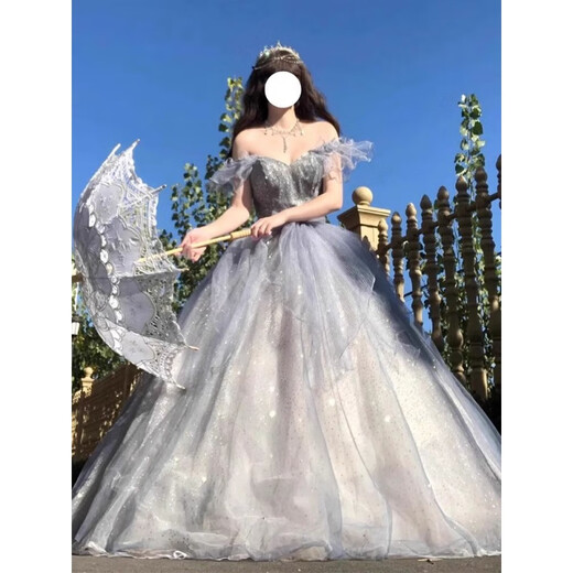 Remtin One-Shoulder Abendkleid für Frauen 2024 Neue leichte Luxus Nische Geburtstagsfeier 18-jährige Geschenkgeschenk Prinzessin Rock Fairy Bild Farbe m