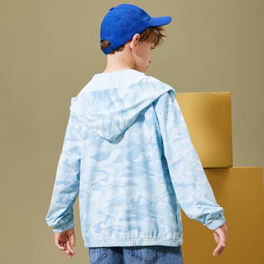 
ASK JUNIOR boys' jacket 2024 summer thin hooded children's skin hooded jacket air conditioning jacket blue 170