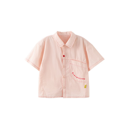 Papa climbing summer children's shirt boys and girls short-sleeved top lapel outdoor versatile casual pink 110cm