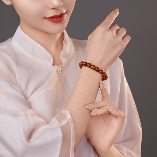 月印百川 黄花梨手串虎皮山水纹文玩佛珠手链约10mm