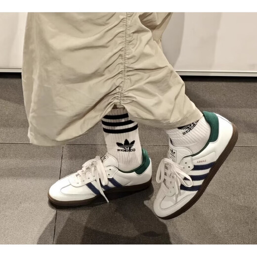 Adidas Samba OG Shoes German Training Shoes New White White Green y Blue Casual Shoes IH4882 White IH4882 40.5