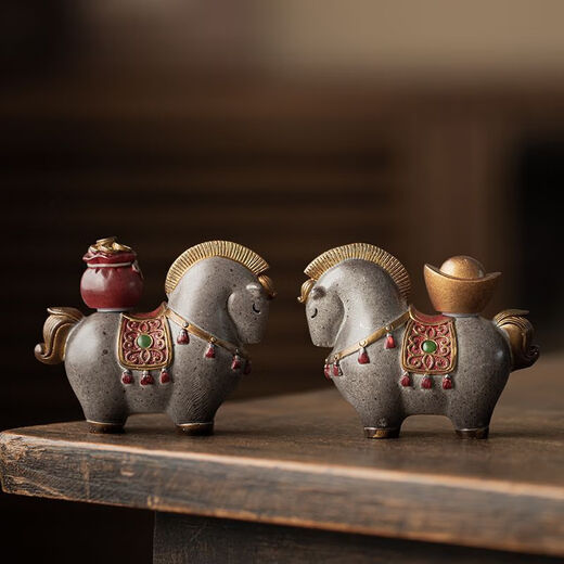 Witch Ji changes color and will make you rich immediately, tea pet ornaments, Chinese style Tang horse tea table for raising money, can raise tea sets, tea tray accessories, fine tea pets, make money immediately - temperature-sensitive color-changing model