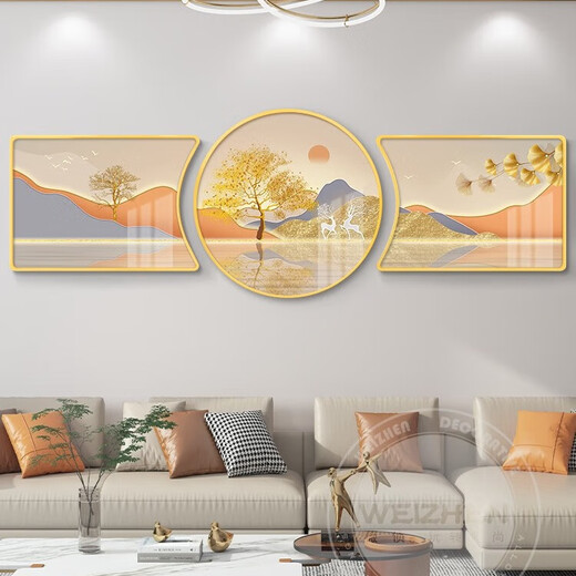 轻奢客厅装饰画沙发背景墙挂画壁画简约现代墙画感大气   水晶画 G1839 90*70/90*90/90*70