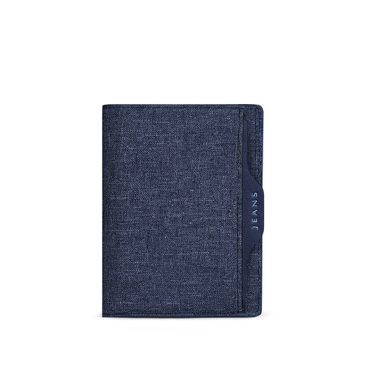 WILLIAMPOLO Paul Wallet Men's Short Canvas Personalized Wallet Creative Youth Driver's License Leather Case Multifunctional Small Card Holder Blue Short Style